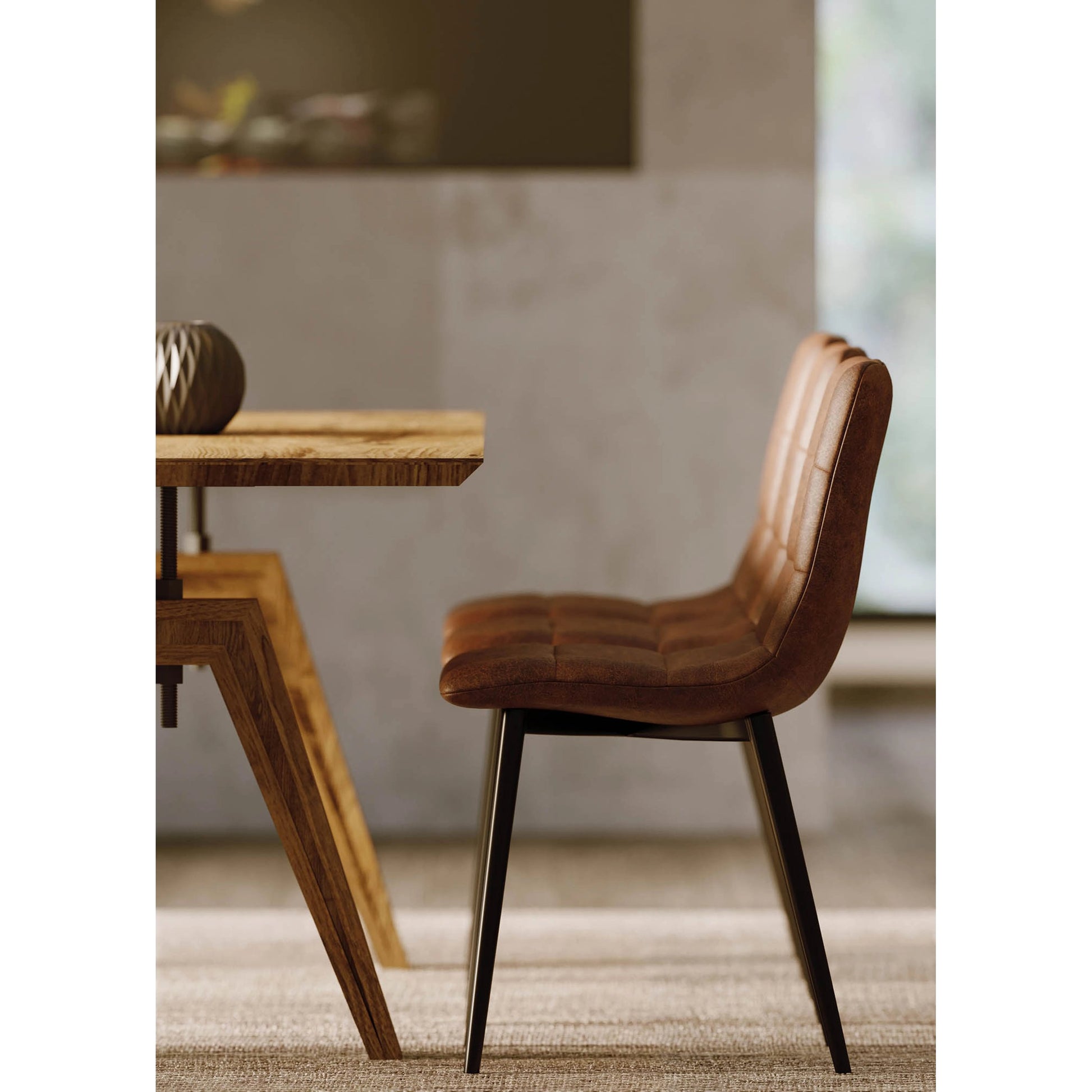 Landmark 84" Dining Table by LH Imports in brown. Made from acacia, metal in a modern style.