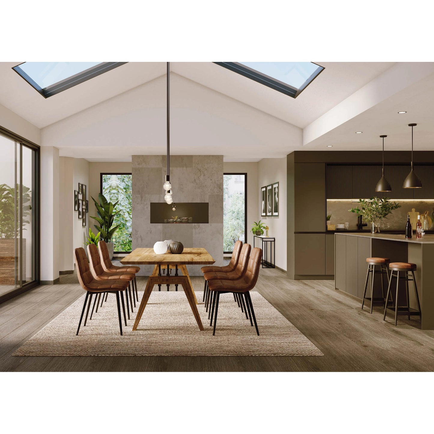 014 SI-2004300 | Lifestyle | Landmark 84" Dining Table by LH Imports in brown. Made from acacia, metal in a modern style.