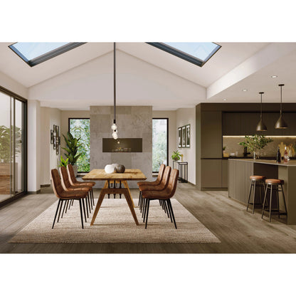 Landmark 84" Dining Table by LH Imports in brown. Made from acacia, metal in a modern style.