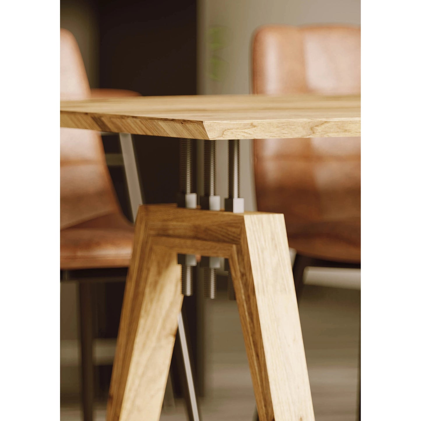 019 SI-2004300 | Closeup | Landmark 84" Dining Table by LH Imports in brown. Made from acacia, metal in a modern style.