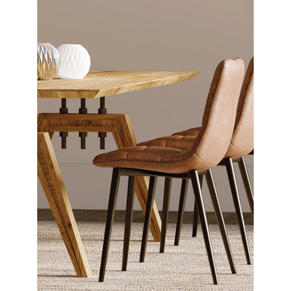 Landmark 84" Dining Table by LH Imports in brown. Made from acacia, metal in a modern style.