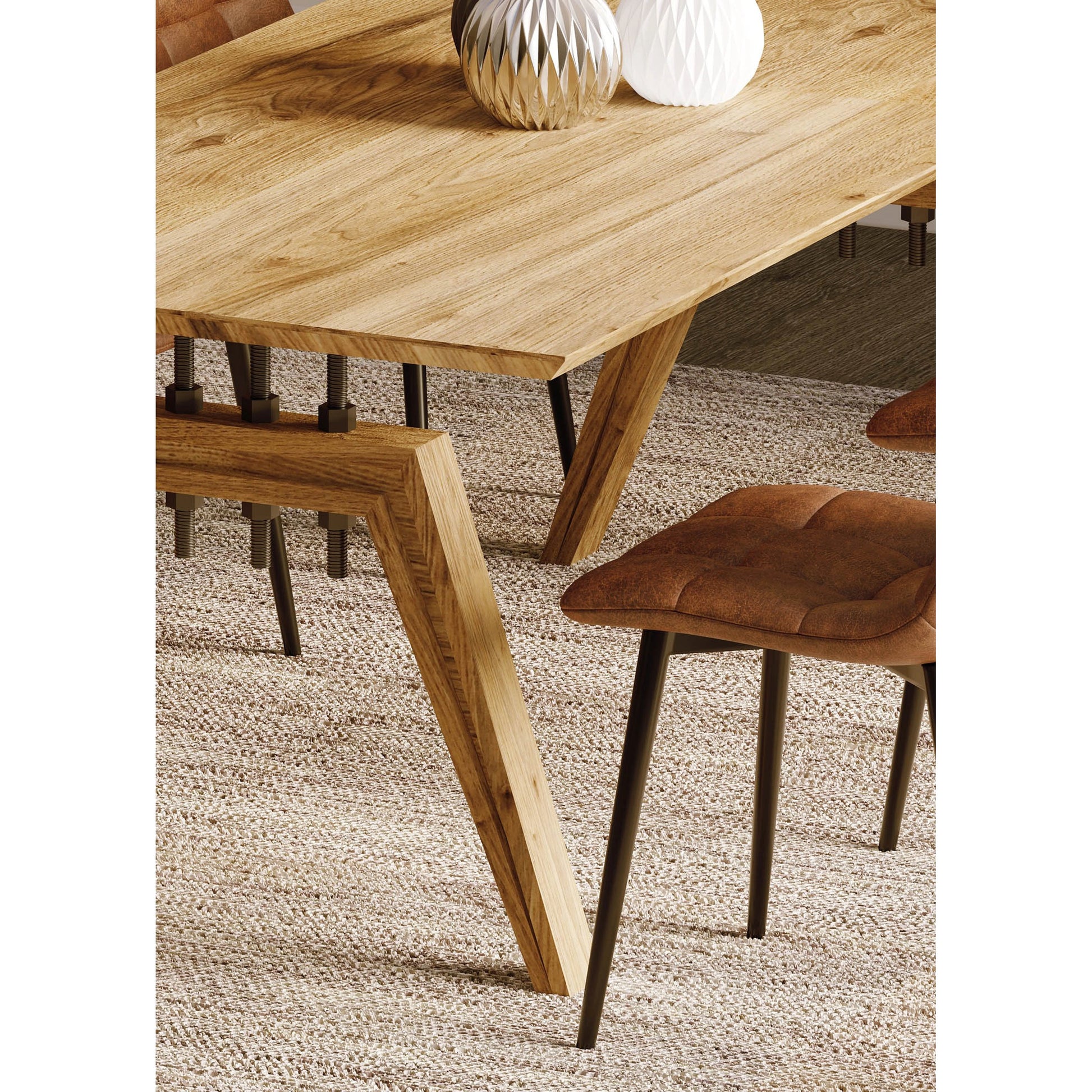 Landmark 84" Dining Table by LH Imports in brown. Made from acacia, metal in a modern style.