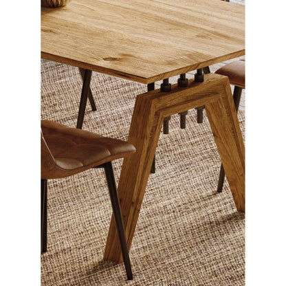 Landmark 84" Dining Table by LH Imports in brown. Made from acacia, metal in a modern style.