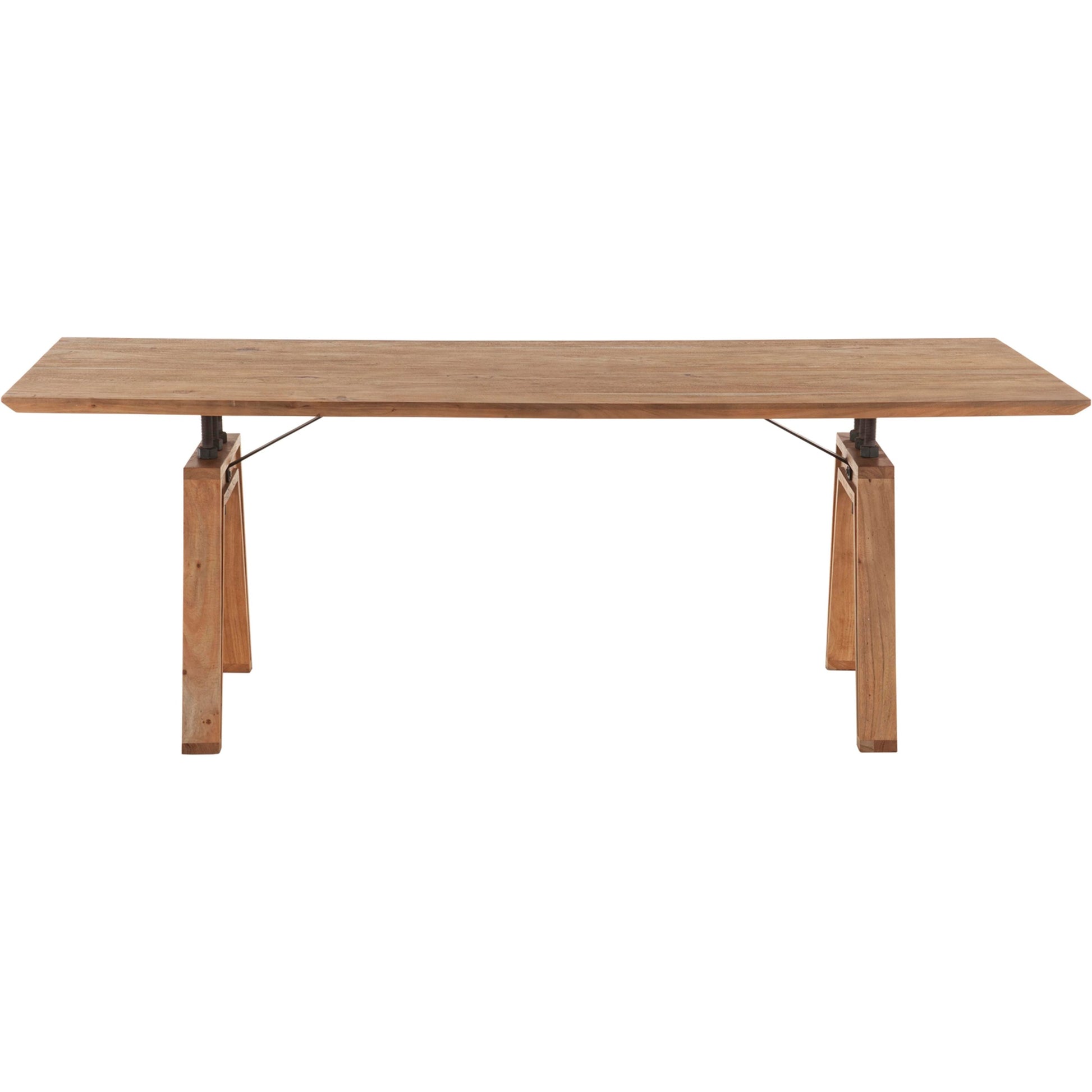 Landmark 84" Dining Table by LH Imports in brown. Made from acacia, metal in a modern style.