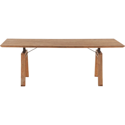 Landmark 84" Dining Table by LH Imports in brown. Made from acacia, metal in a modern style.