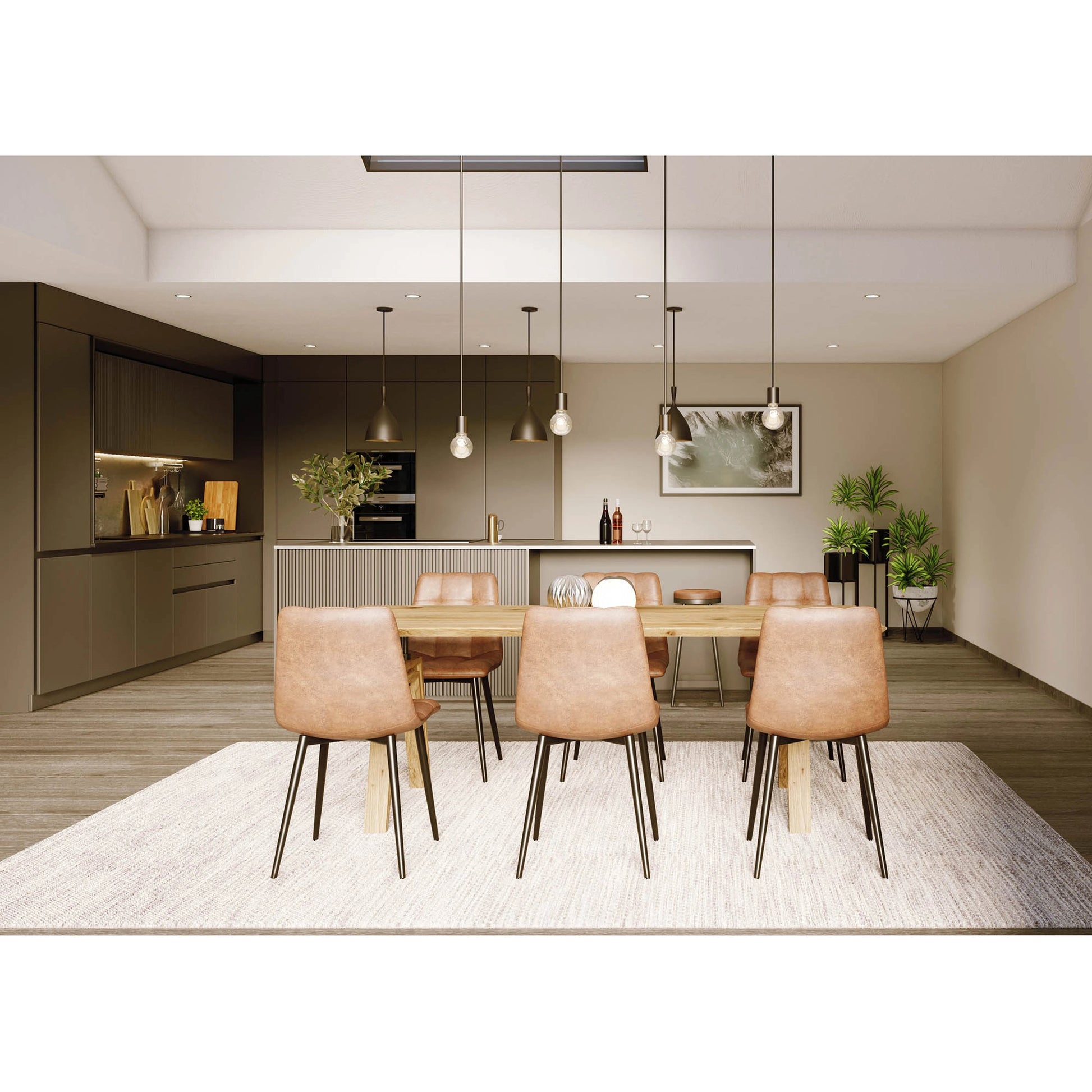 Landmark 84" Dining Table by LH Imports in brown. Made from acacia, metal in a modern style.