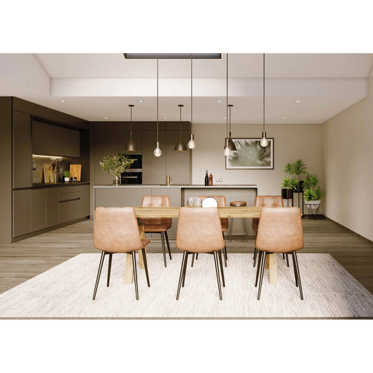 Landmark 84" Dining Table by LH Imports in brown. Made from acacia, metal in a modern style.