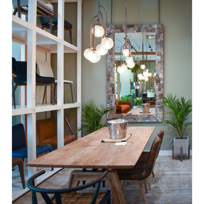 Landmark 84" Dining Table by LH Imports in brown. Made from acacia, metal in a modern style.