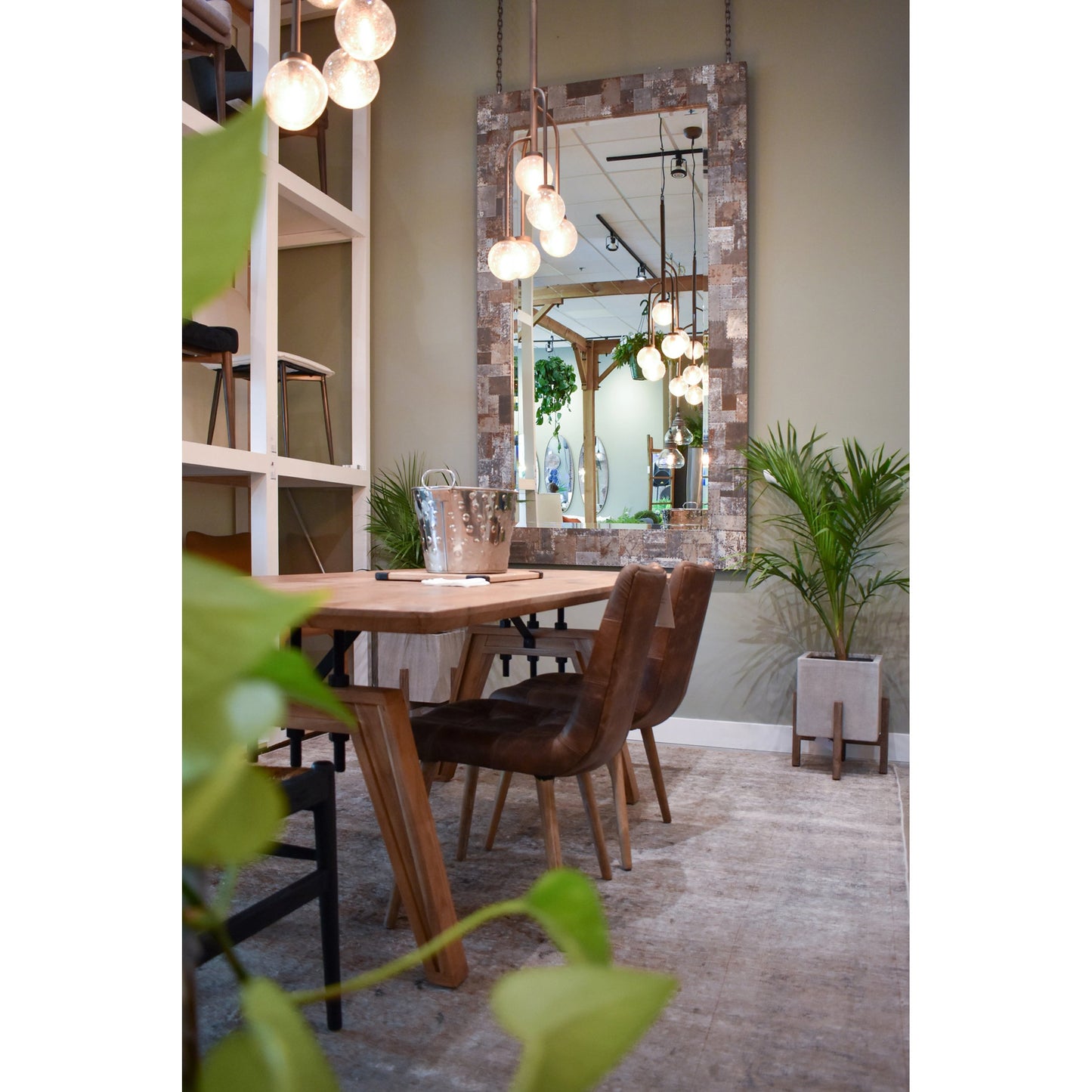 011 SI-2004300 | Lifestyle | Landmark 84" Dining Table by LH Imports in brown. Made from acacia, metal in a modern style.