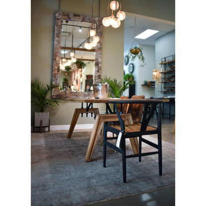 Landmark 84" Dining Table by LH Imports in brown. Made from acacia, metal in a modern style.