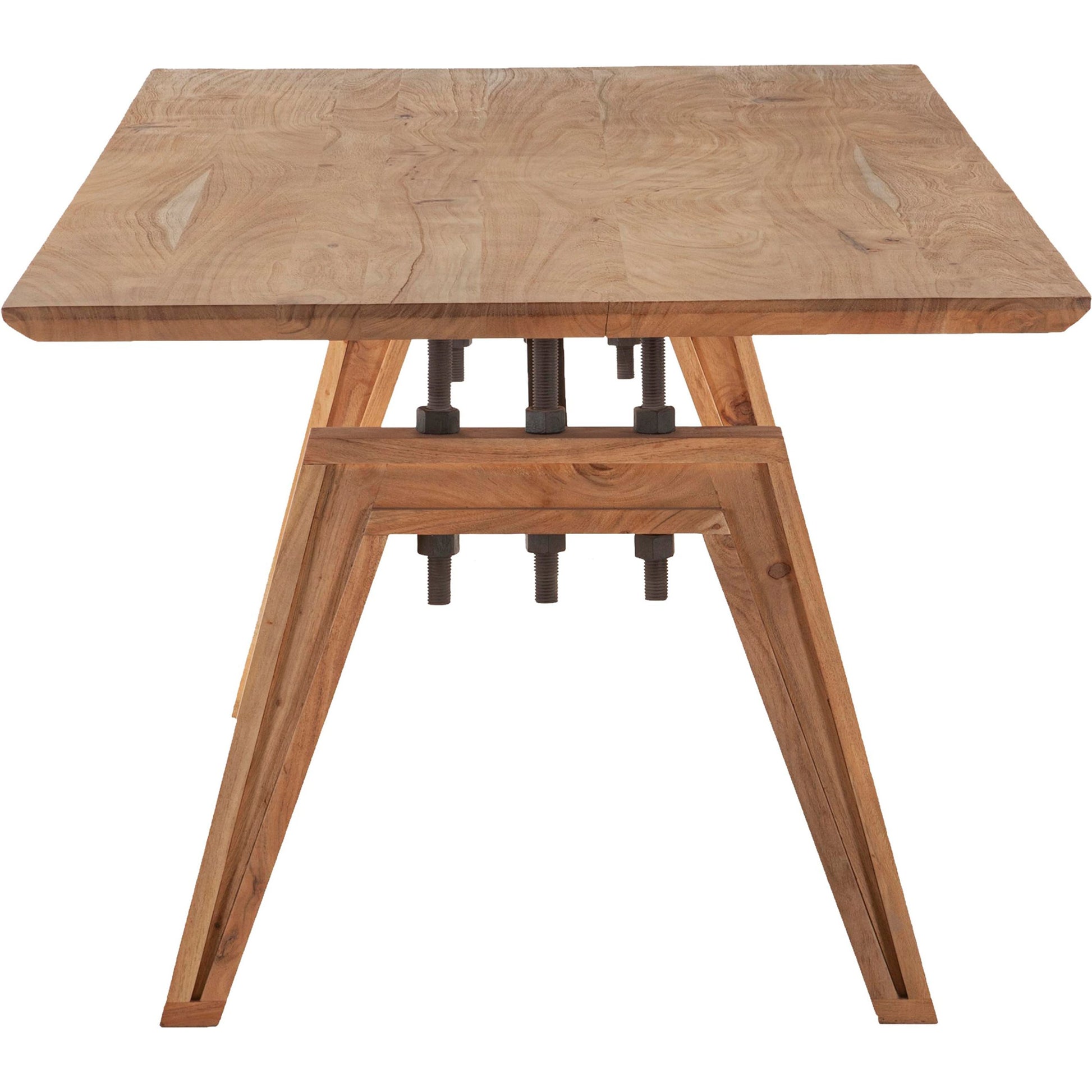 Landmark 84" Dining Table by LH Imports in brown. Made from acacia, metal in a modern style.