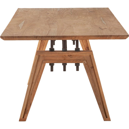 Landmark 84" Dining Table by LH Imports in brown. Made from acacia, metal in a modern style.