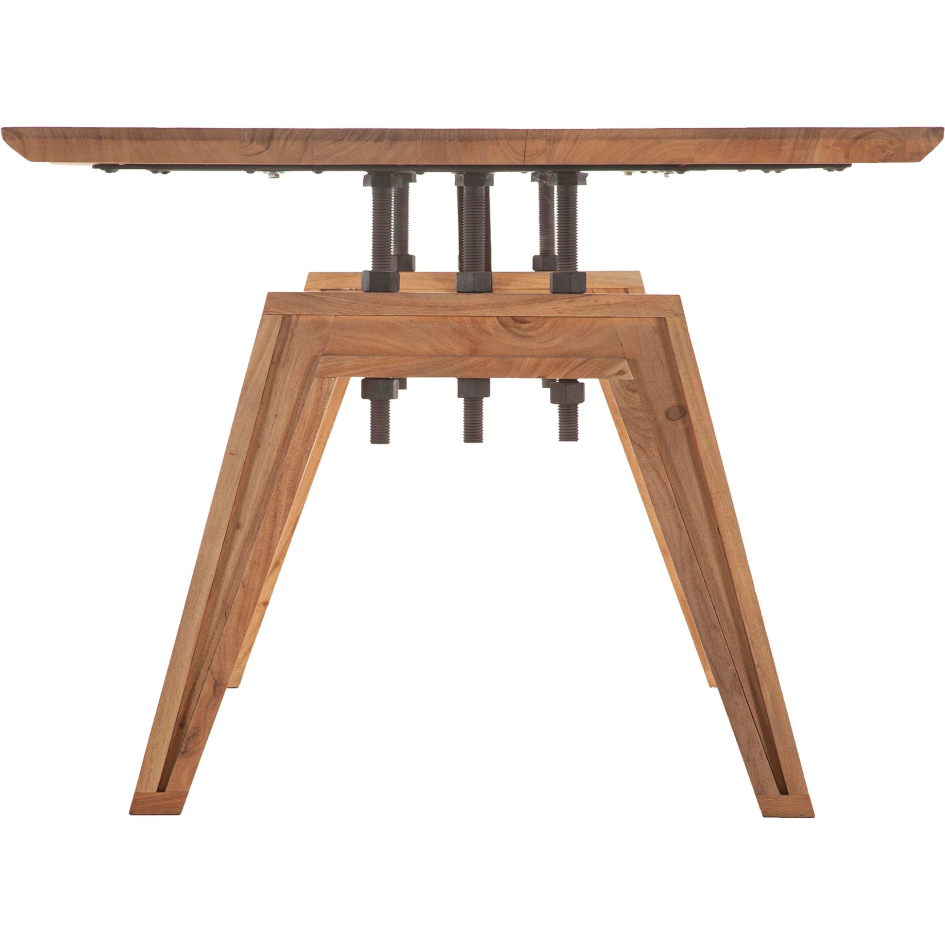 Landmark 84" Dining Table by LH Imports in brown. Made from acacia, metal in a modern style.