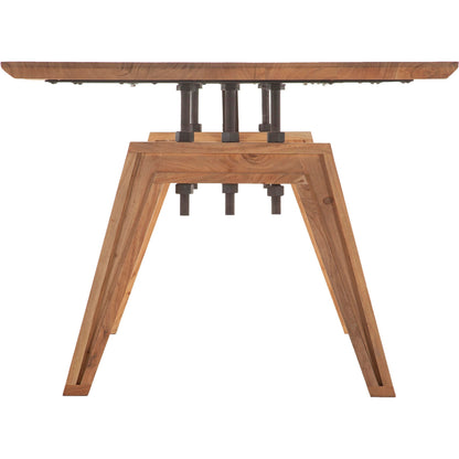 Landmark 84" Dining Table by LH Imports in brown. Made from acacia, metal in a modern style.