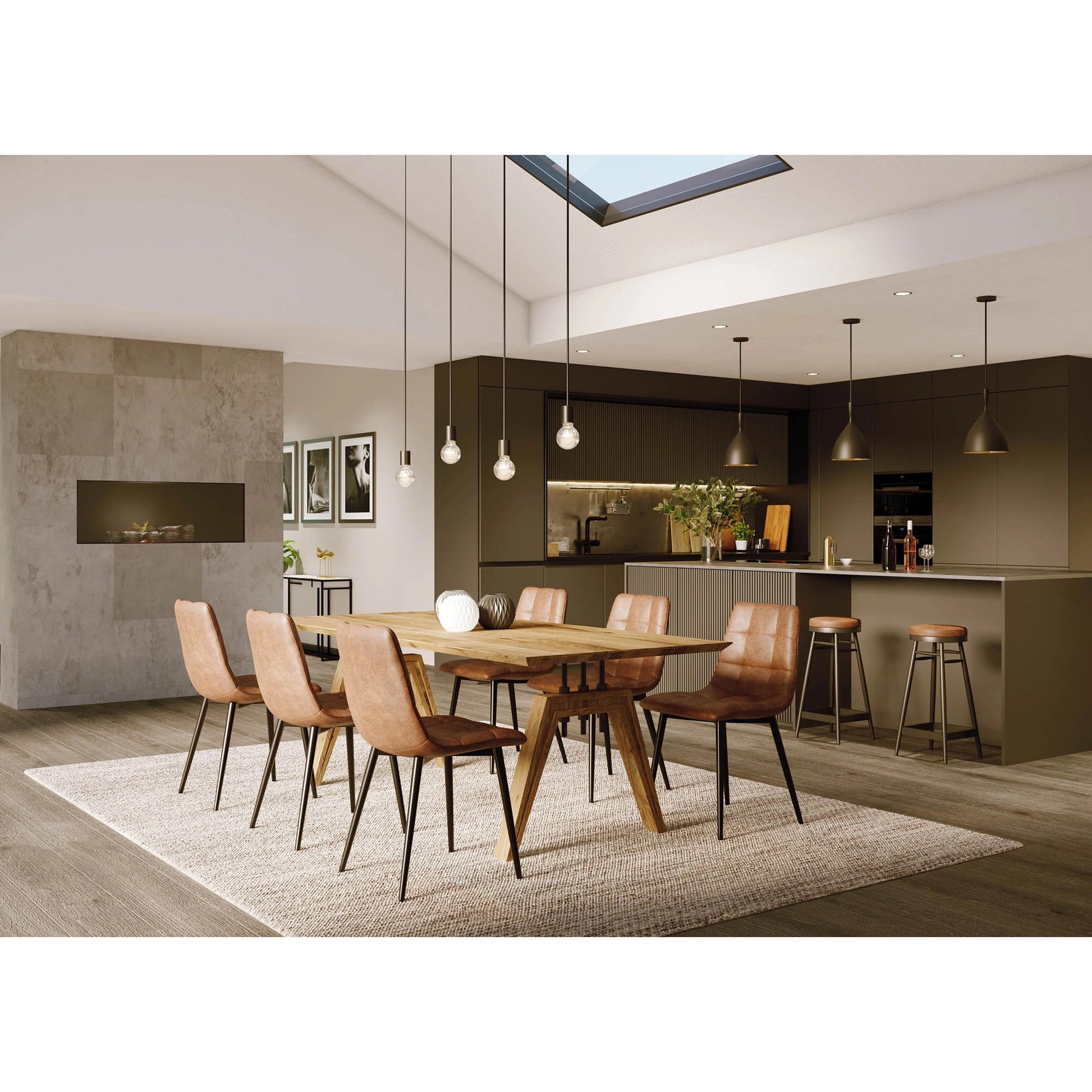 Landmark 84" Dining Table by LH Imports in brown. Made from acacia, metal in a modern style.