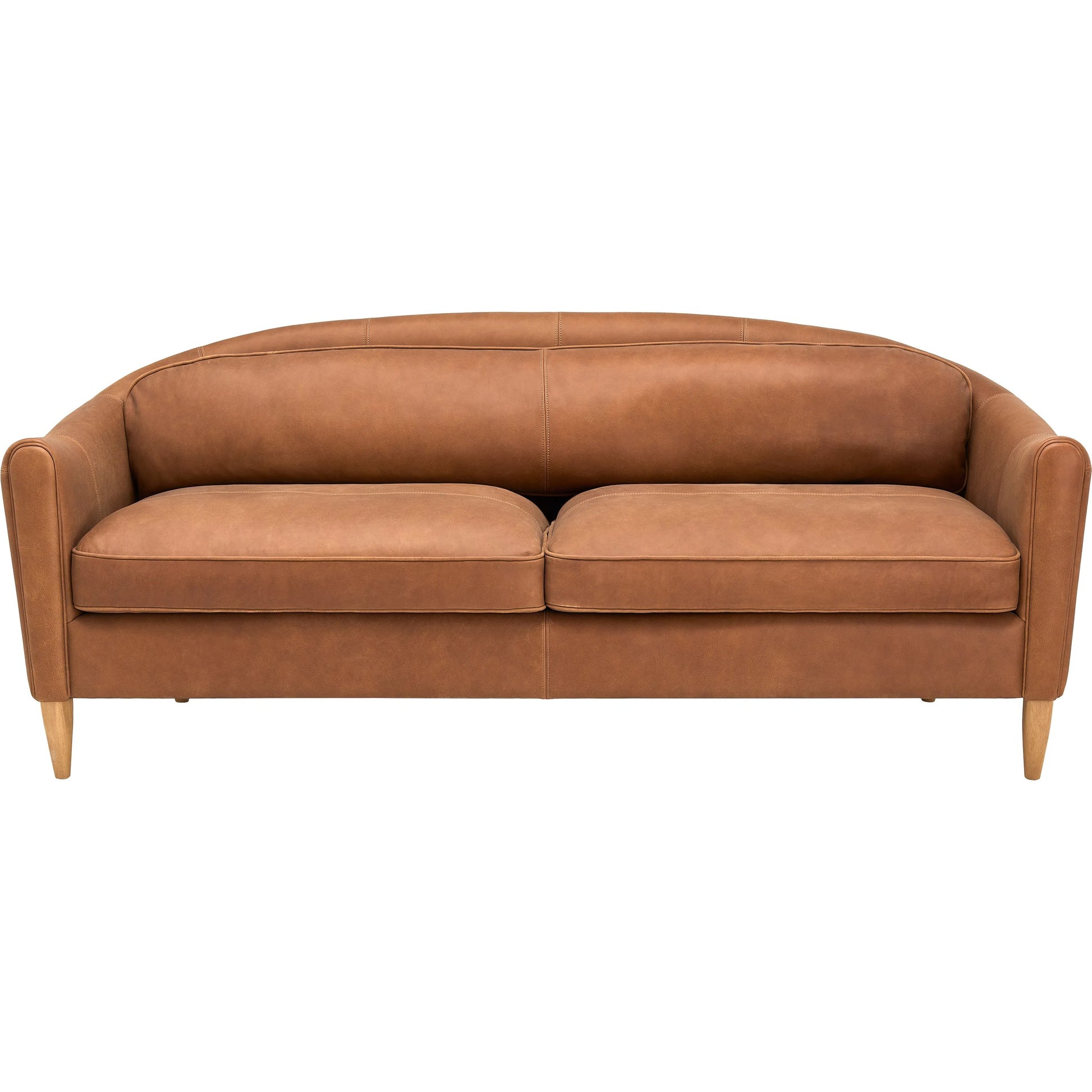 Kenmare Sofa by Surya in brown. Made from aniline dyed leather, rubber wood, polyurethane foam, dacron in a traditional style.
