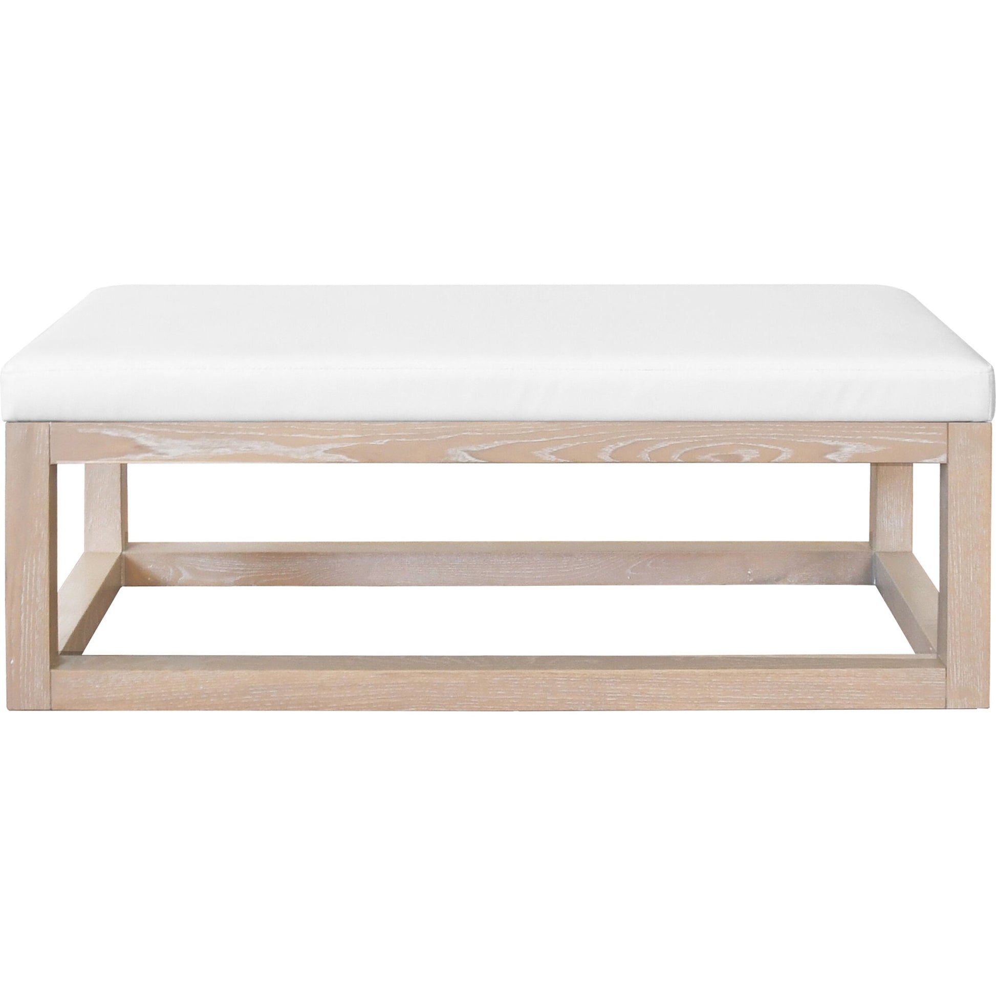 Kenneth Rectangle Bench by Worlds Away in cerused oak. Made from oak solids, plywood, foam, vinyl in a cottage & farmhouse style.