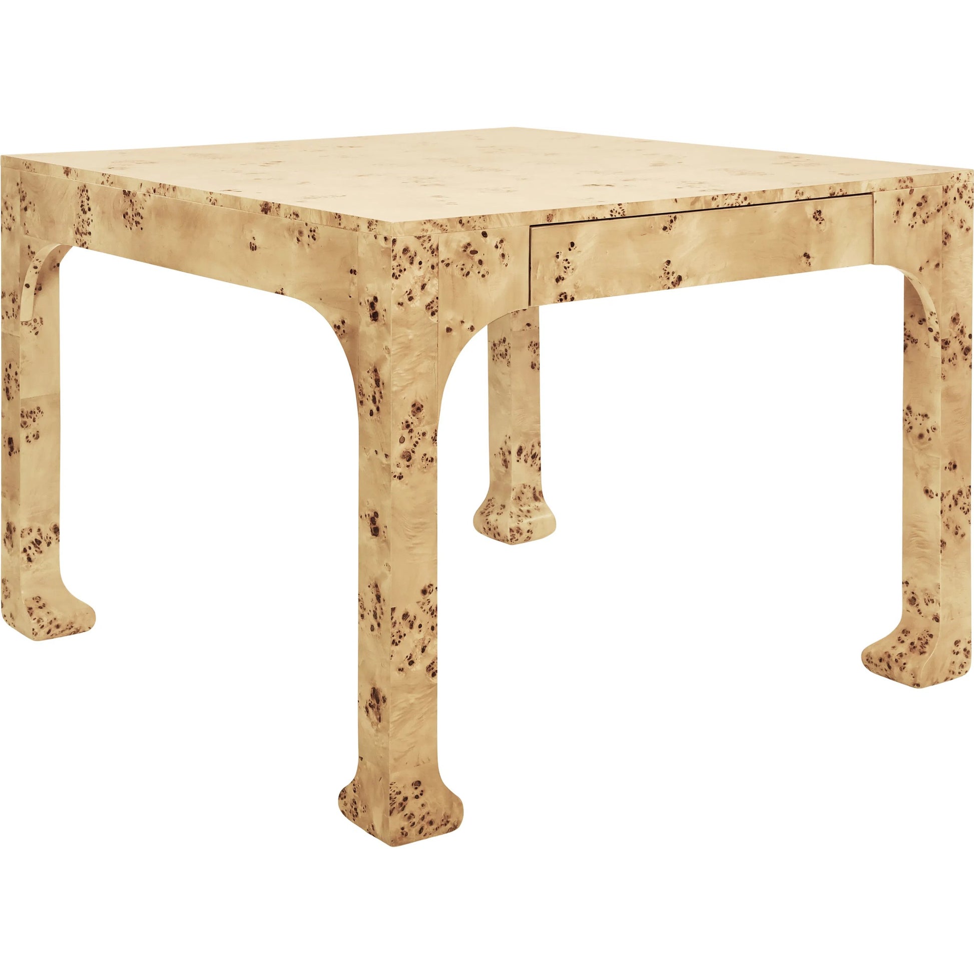 Kerry Square Two Drawer Pagoda Style Game Table by Worlds Away in burl. Made from unique in a modern style.