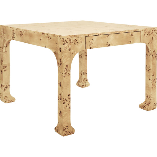 Kerry Square Two Drawer Pagoda Style Game Table by Worlds Away in burl. Made from unique in a modern style.