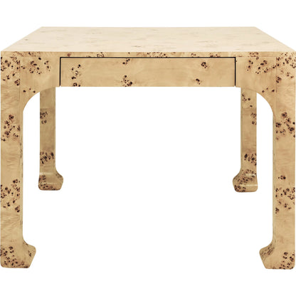 Kerry Square Two Drawer Pagoda Style Game Table by Worlds Away in burl. Made from unique in a modern style.
