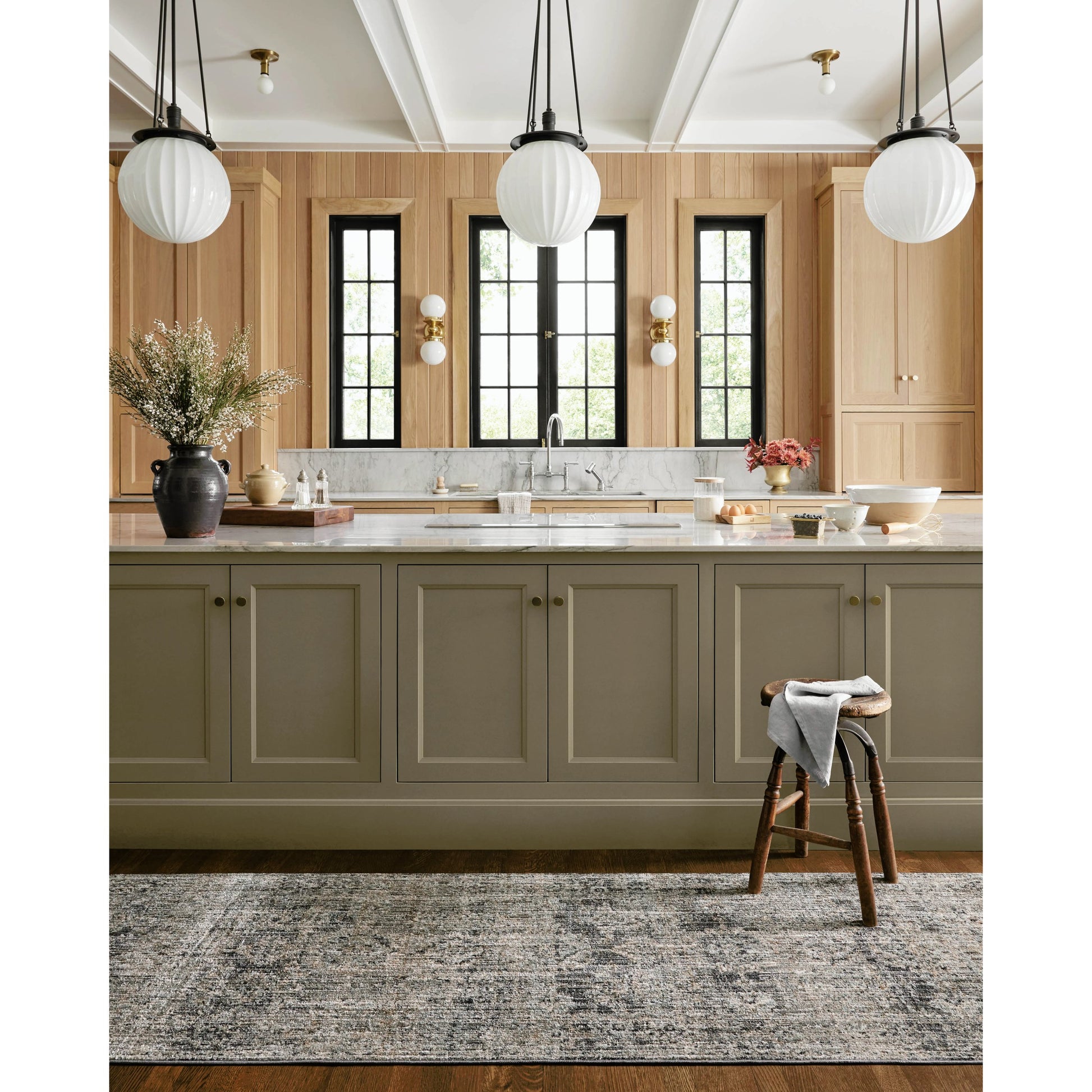 Katherine KES-05 Rug by Jean Stoffer x Loloi in graphite, jade. Made from 100% polye