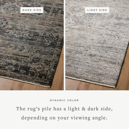 Katherine KES-05 Rug by Jean Stoffer x Loloi in graphite, jade. Made from 100%