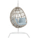 Dana Outdoor Rope Hanging Club Chair by Sunset West in whites/creams/beiges. Made from olefin rope in a coastal style.