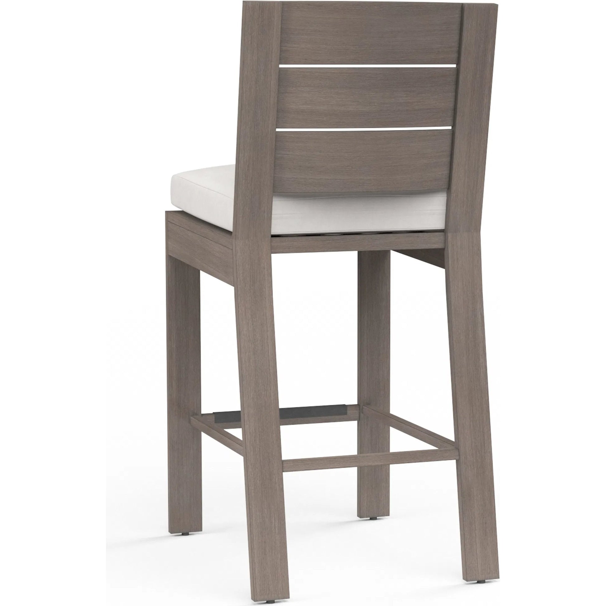 Laguna Outdoor Barstool in Canvas Flax by Sunset West in driftwood. Made from aluminum in a modern style.