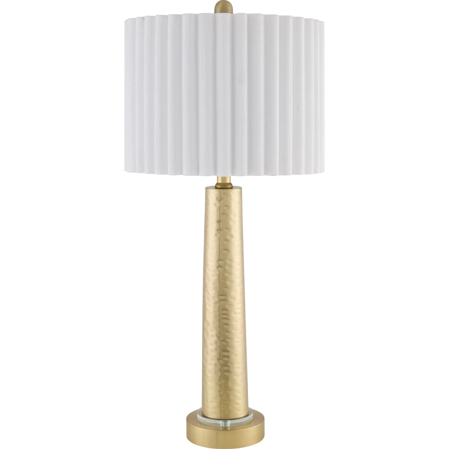 001 SI-2349590 | Primary Silo | Kerfi Accent Table Lamp by Livabliss in body: metallic - brass; base: metallic - brass; shade: white; finial: metallic - brass; harp: metallic - brass; cord: translucent and plated. Made from iron, cotton in a modern style.