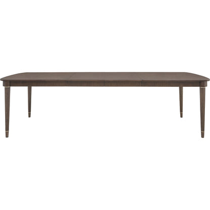 Asher Park Leg Dining Table by Pulaski Furniture in piano brown. Made from eucalyptus veneers in a unique style.