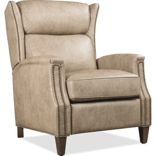 Lansing Power Recliner with Power Headrest by Hooker Furniture in dark wood. Made from leather in a traditional style.