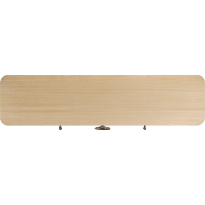 Water Breaker Mixed Media Credenza by Jonathan Charles in beige and ash blonde. Made from dyed koto veneer, bone, leather, metal in a transitional style.