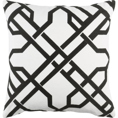 Kingdom Pillow - 17736 by Surya in off-white, black. Made from 100% cotton in a modern style.