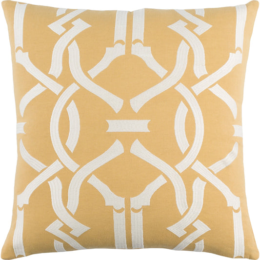 Kingdom Pillow - 25397 by Surya in mustard, ivorymain: butter, ivory. Made from front: 100% cotton, back: 100% cotton in a modern style.