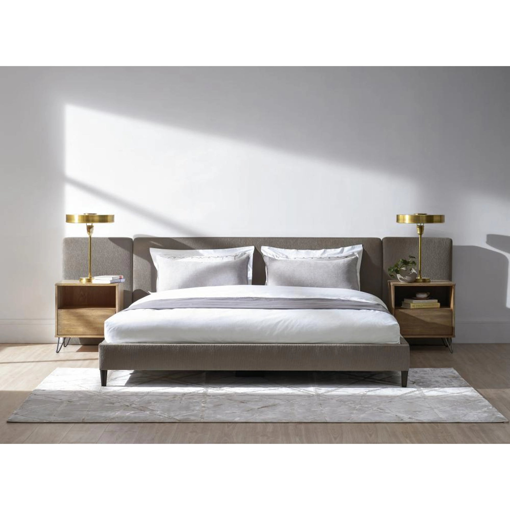 Zest Upholstered Bed with Wings by Zest. Made from rubberwood, fabric in a modern style.