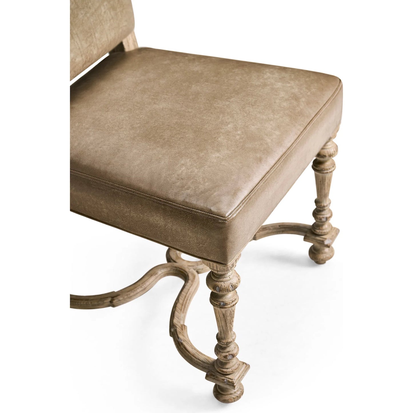 005 SI-2462614 | Closeup | Sagehill Leather Side Chair (Set of 2) by Jonathan Charles in timberon grey oak. Made from oak in a traditional style.