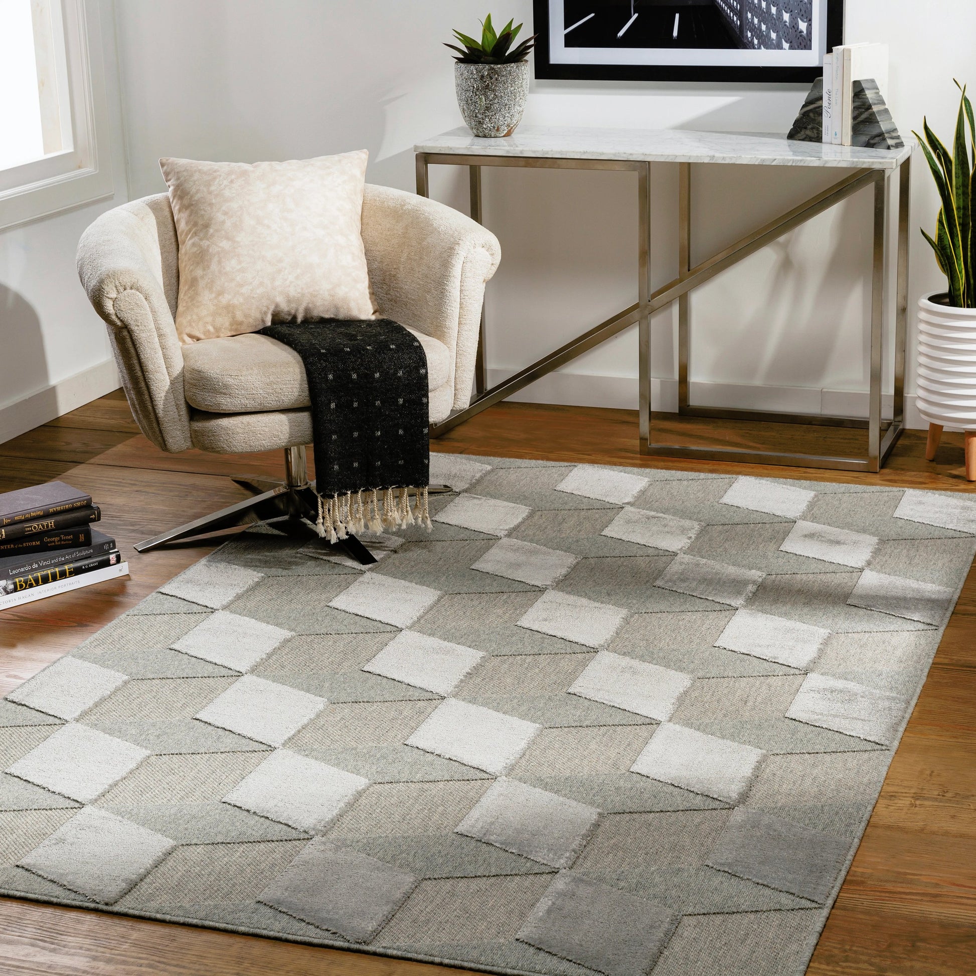 Kingston Rug - 29823 by Livabliss in gray, medium gray. Made from 51% viscose, 49% wool in a unique style.