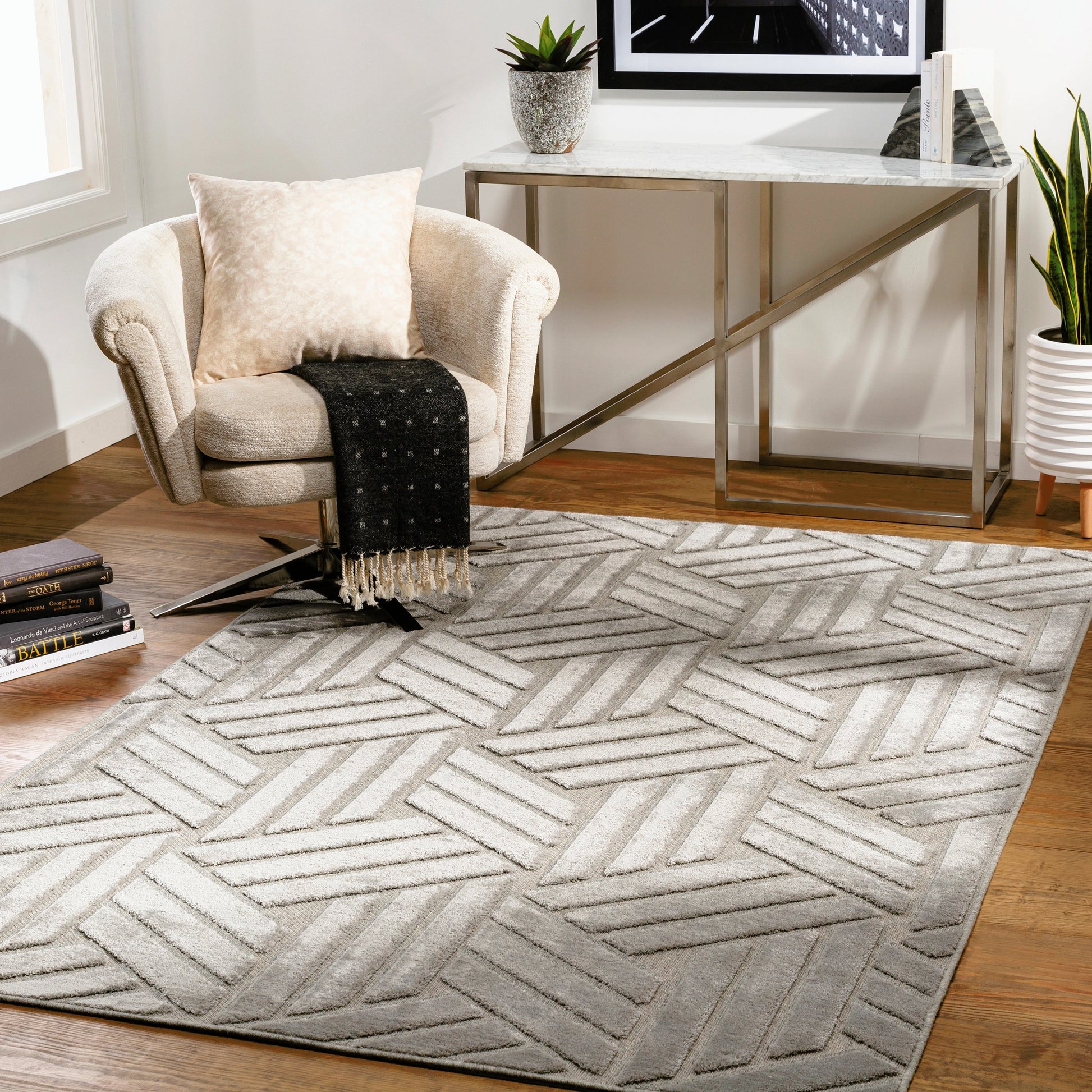 Kingston Rug - 29824 by Livabliss in gray, medium gray. Made from 51% viscose, 49% wool in a unique style.