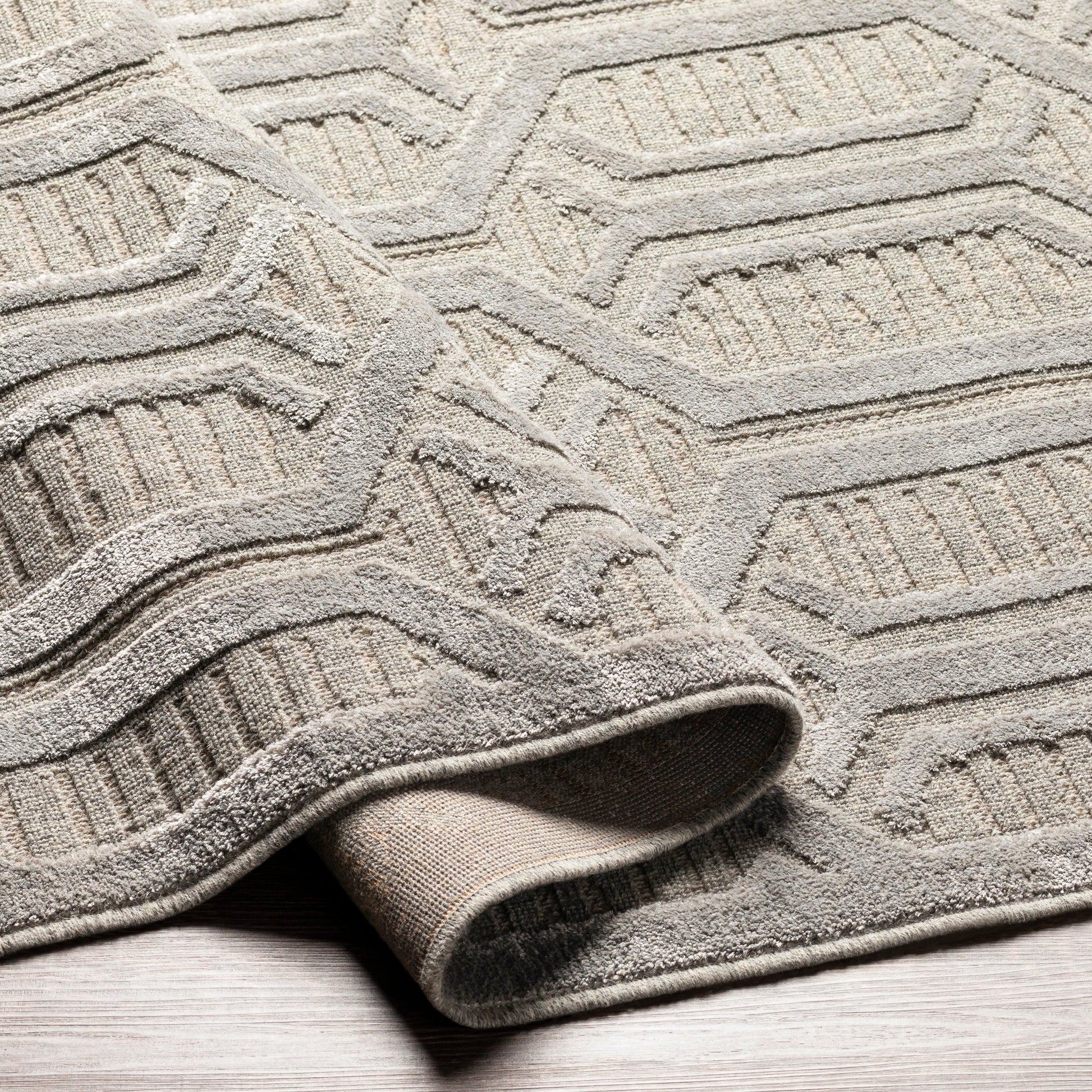 Kingston Rug - 29826 by Livabliss in gray, medium gray. Made from 51% viscose, 49% wool in a unique style.