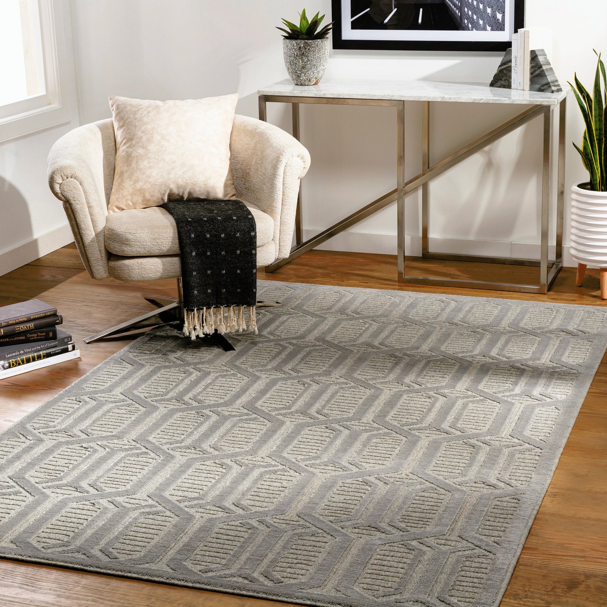 Kingston Rug - 29826 by Livabliss in gray, medium gray. Made from 51% viscose, 49% wool in a unique style.