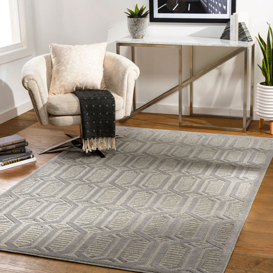 Kingston Rug - 29826 by Livabliss in gray, medium gray. Made from 51% viscose, 49% wool in a unique style.