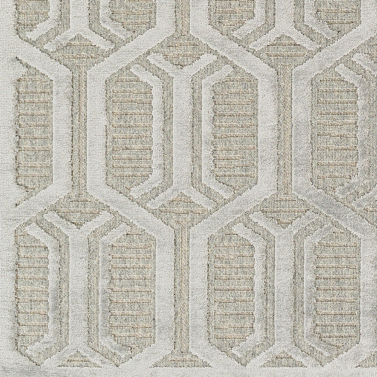 006 SI-1884275,SI-1884279 | Closeup | Kingston Rug - 29826 by Livabliss in gray, medium gray. Made from 51% viscose, 49% wool in a unique style.