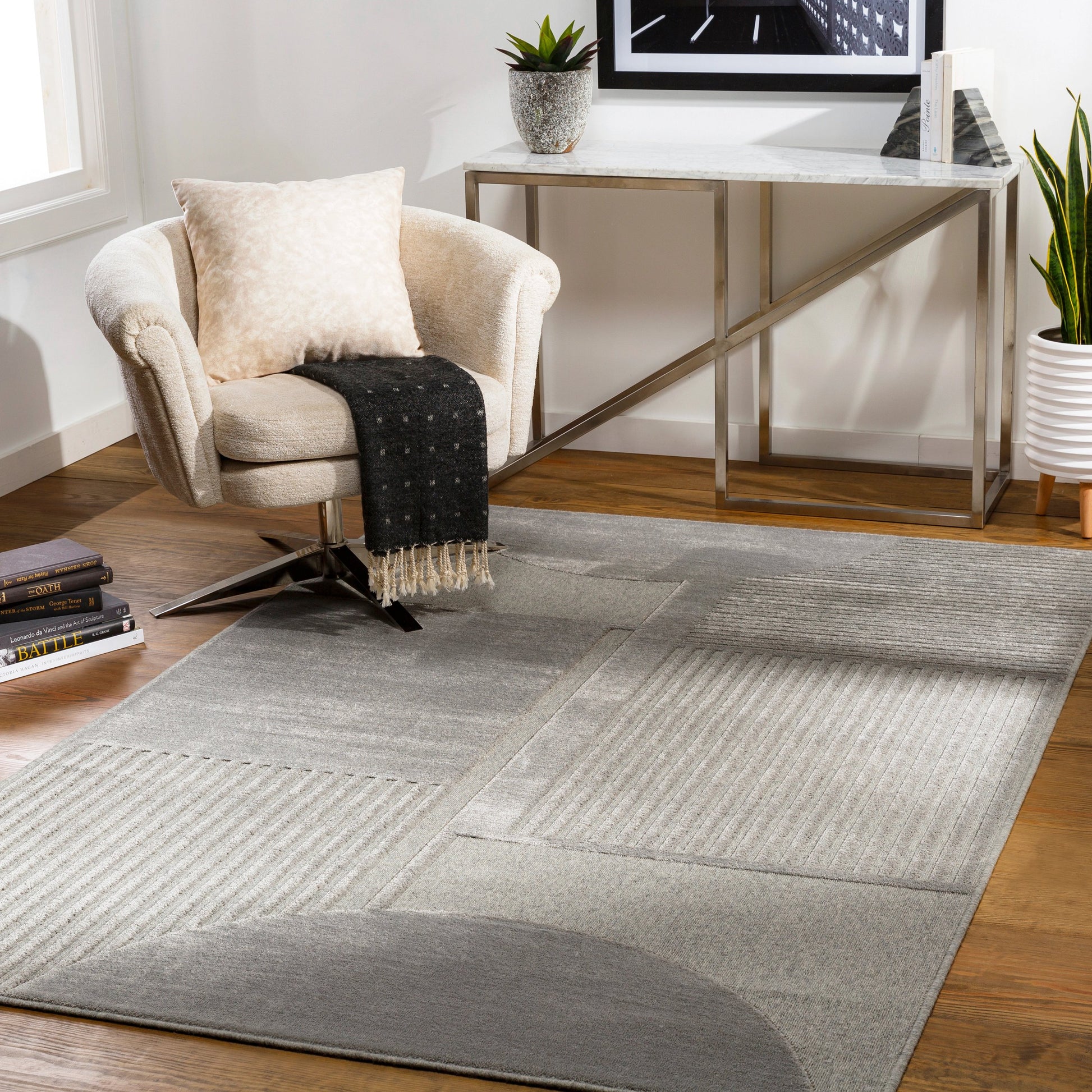 Kingston Rug - 29828 by Livabliss in cream, light beige. Made from 51% viscose, 49% wool in a unique style.