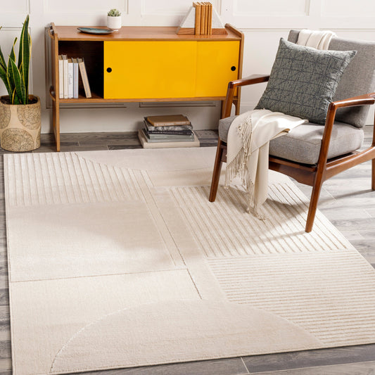 Kingston Rug - 29828 by Livabliss in cream, light beige. Made from 51% viscose, 49% wool in a unique style.