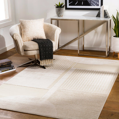 Kingston Rug - 29828 by Livabliss in cream, light beige. Made from 51% viscose, 49% wool in a unique style.