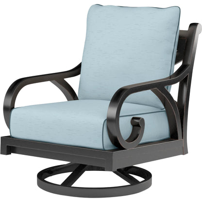Monterey Outdoor Swivel Rocker by Sunset West in browns. Made from aluminum in a cottage & farmhouse style.