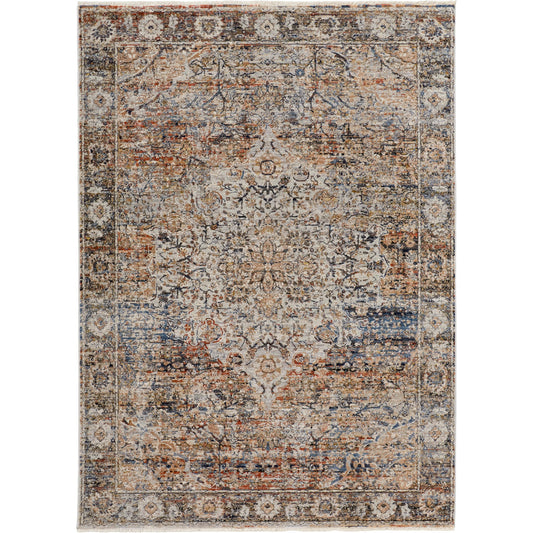 Kaia Transitional Rug - 39GMF by Feizy in tan, orange, blue. Made from unique in a unique style.