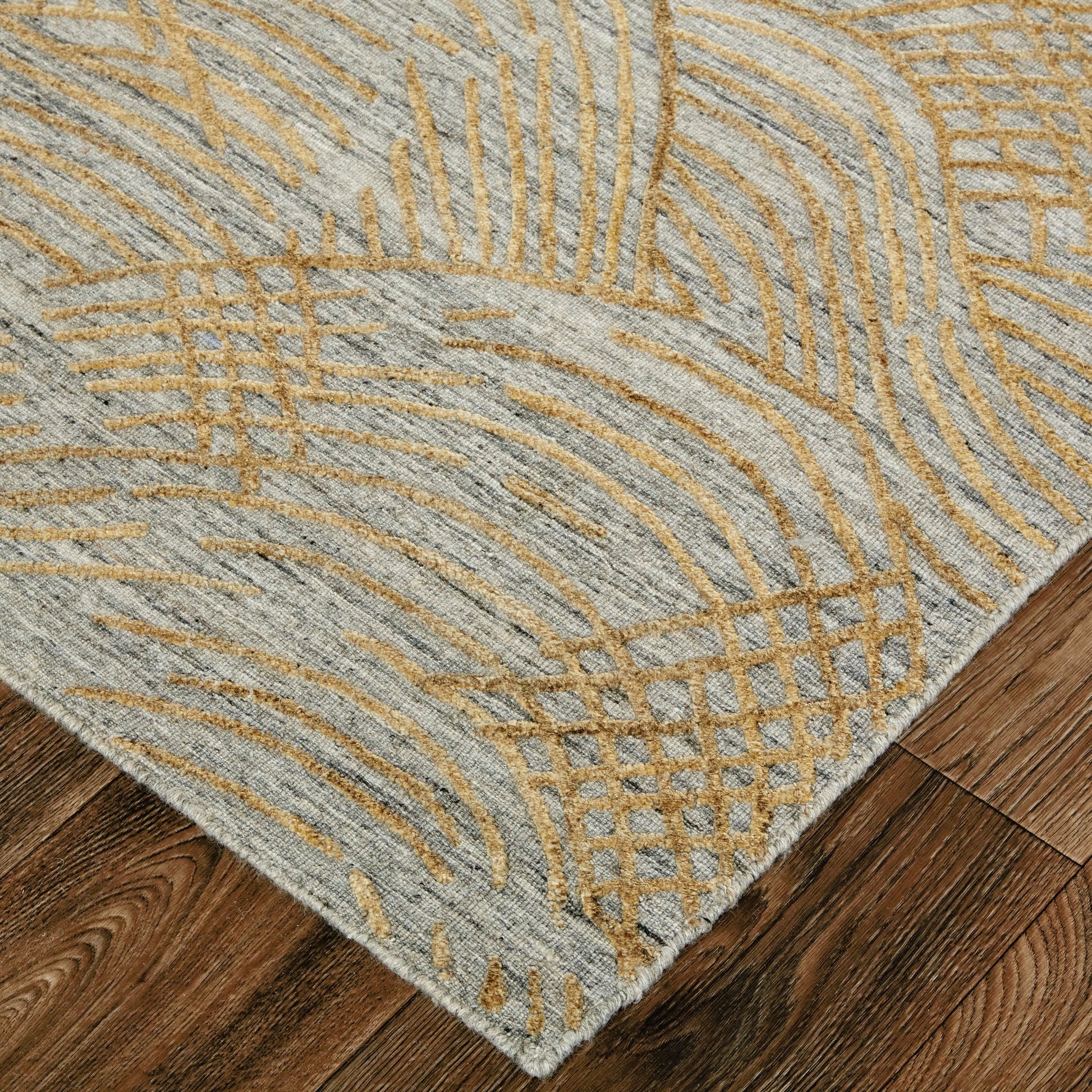 Taunton Transitional Rug - T17T8007 by Thom Felicia by Feizy Rugs in gold, gray. Made from viscose, wool in a unique style.