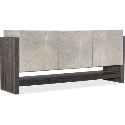 Melange Ground Perspective Credenza by Hooker Furniture in distressed dark wood, light wood. Made from unique in a modern style.