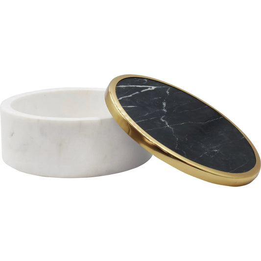 Khalid Marble Container by Worlds Away in white. Made from unique in a unique style.